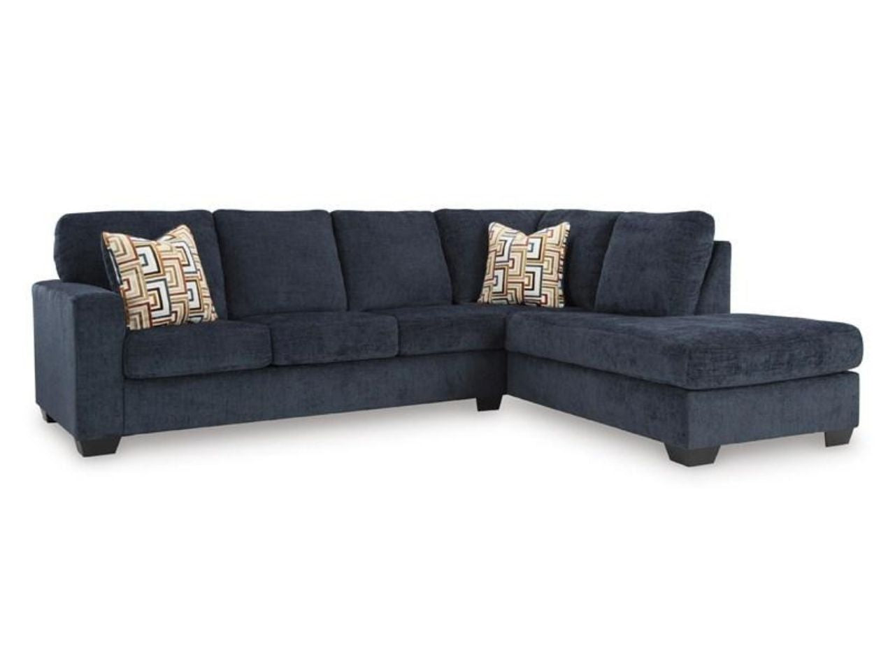 Aviemore Navy Fabric 2-Piece Sectional with Right Chaise in Calgary in a white background