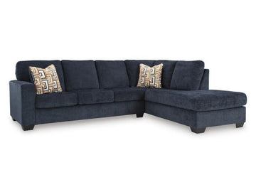 Aviemore Navy Fabric 2-Piece Sectional with Right Chaise in Calgary in a white background