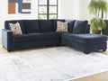 Aviemore Navy Fabric 2-Piece Sectional with Right Chaise in Calgary 