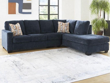 Aviemore Navy Fabric 2-Piece Sectional with Right Chaise in Calgary 