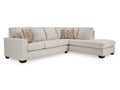 Aviemore Stone Fabric 2‑Piece Sectional Sofa with Chaise in Calgary in a white background
