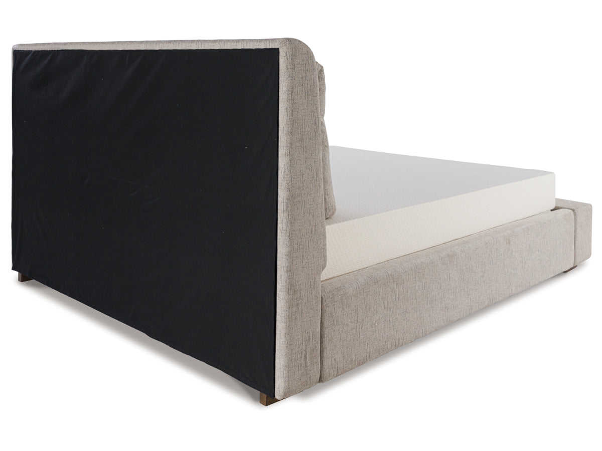Cabalynn King Upholstered Bed - Light Brown Linen-Look Fabric Headboard