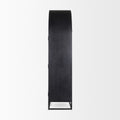 Sloan Arched Cabinet Black Wood W/Black Metal Frame - Calgary Furniture Store