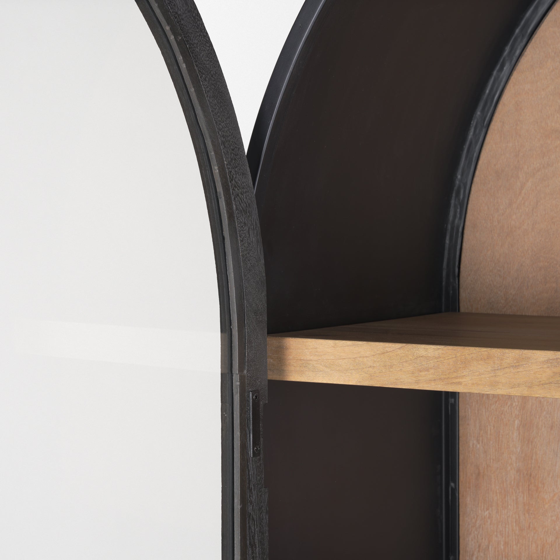 Sloan Arched Cabinet Black Wood W/Black Metal Frame - Calgary Furniture Store