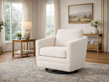 Baltimo Bouclé Cream Swivel Glider Accent Chair