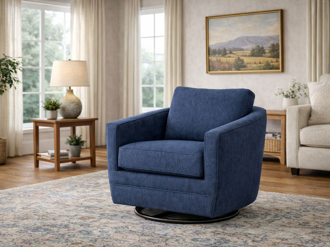 Baltimo Swivel Glider Accent Chair in Peacock Blue