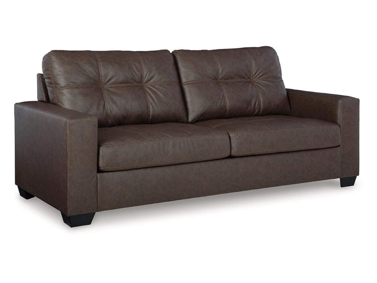 Barlin Mills 3-Seater Faux Leather Sofa with Contemporary Tufting in Calgary in a white background