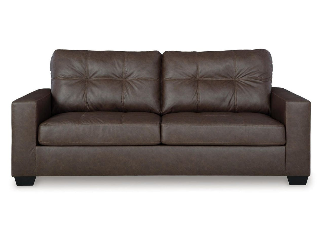 Barlin Mills 3-Seater Faux Leather Sofa with Contemporary Tufting in Calgary in a white background