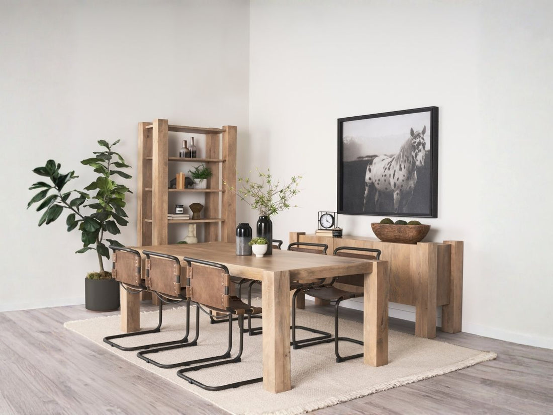 Beth Light Brown Wood Rectangular Dining Table - Calgary Furniture Store