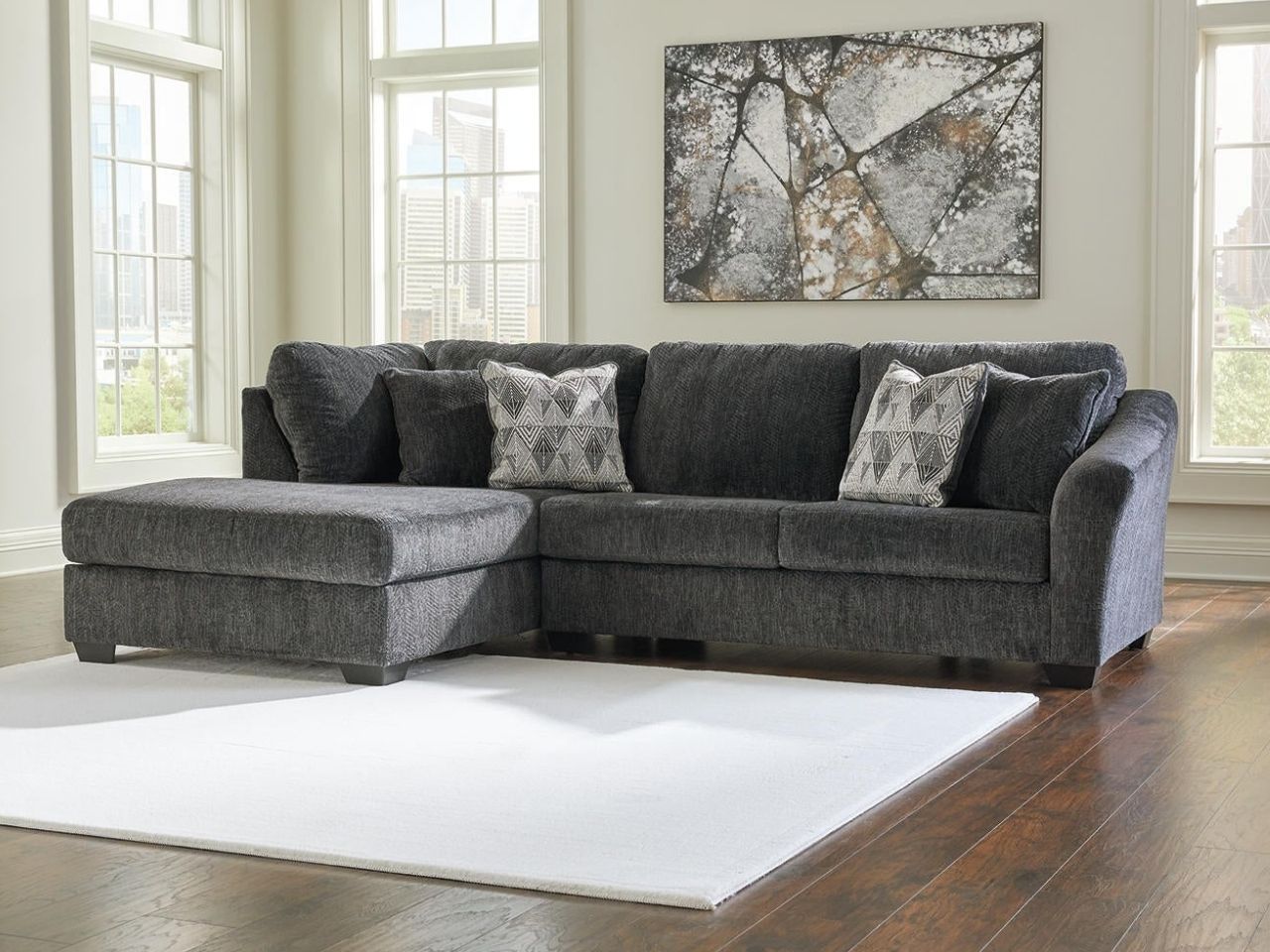 Biddeford 2-Piece Sectional Chaise Sofa Shadow Upholstered Comfort Design in Calgary
