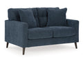 Bixler Tufted Two-Seater Loveseat in Navy Performance Fabric in Calgary in a white background 