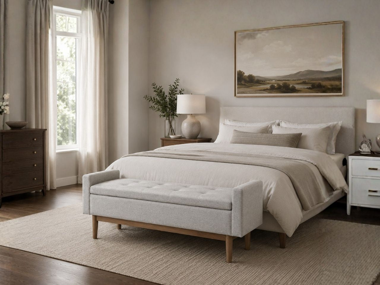 Briarson Storage Bench in a bedroom setting. 