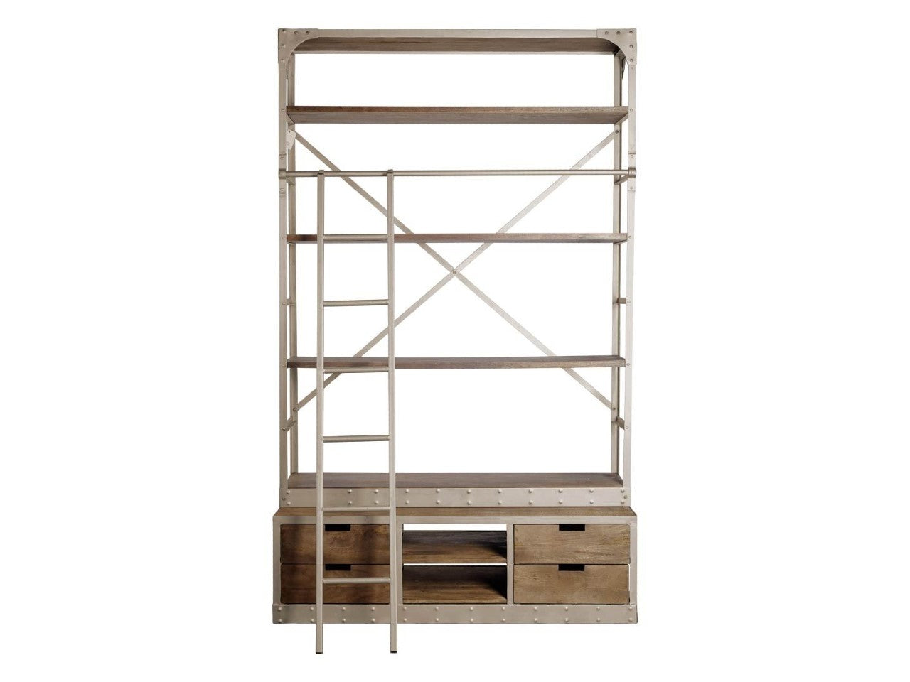 Brodie Nickle Bookshelf with Ladder - Calgary Furniture Store