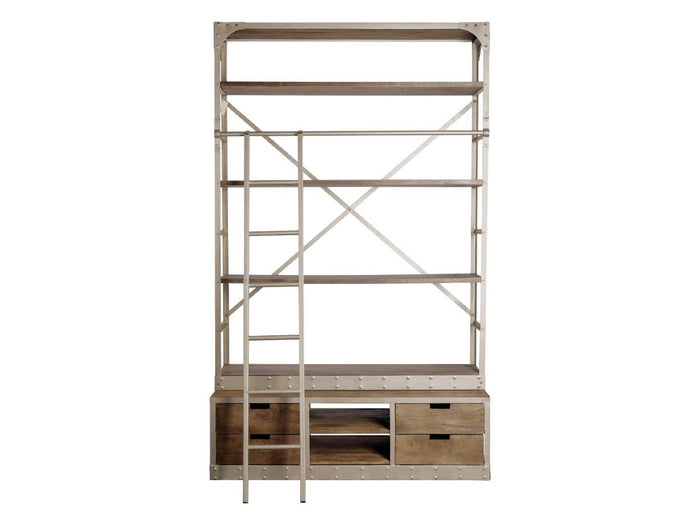 Brodie Nickle Bookshelf with Ladder - Calgary Furniture Store