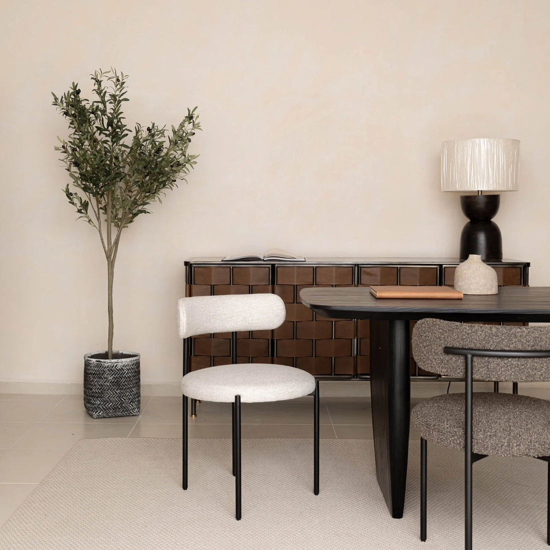 CLEO DINING CHAIR - MACADAMIA TRAVERTINE - Calgary Furniture Store