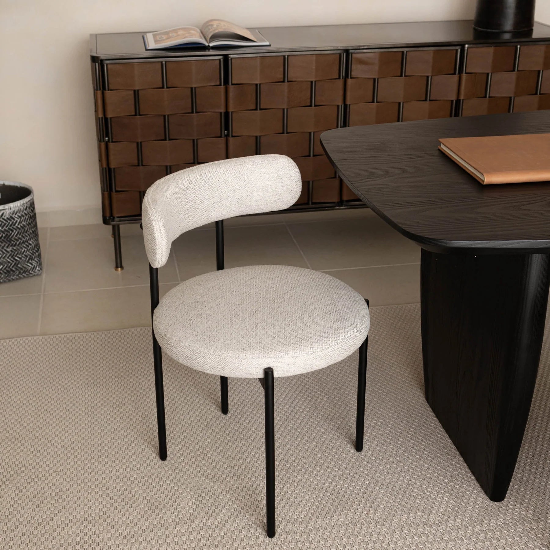 CLEO DINING CHAIR - MACADAMIA TRAVERTINE - Calgary Furniture Store