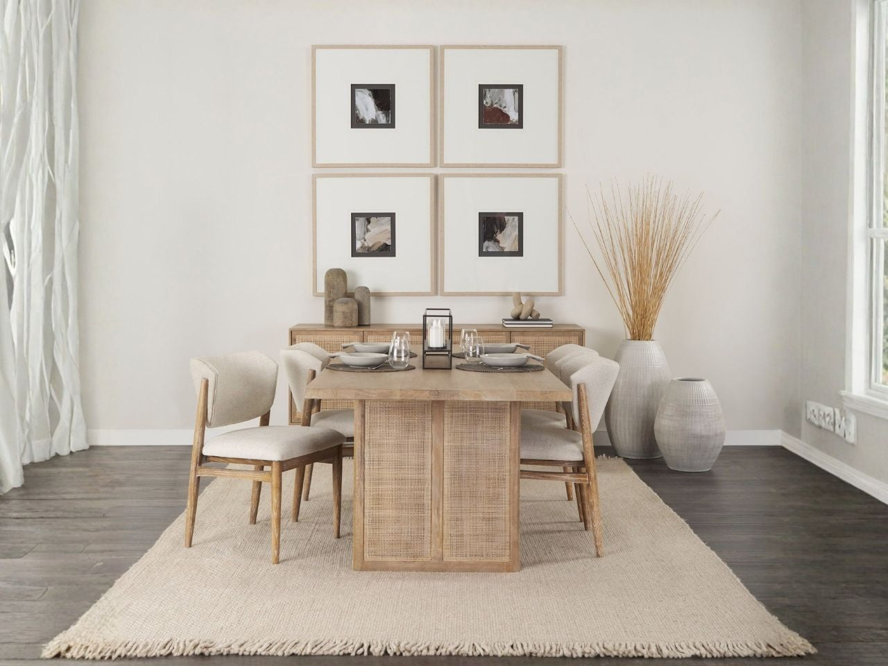 Cane Light Brown Solidwood Dining Table - Calgary Furniture Store