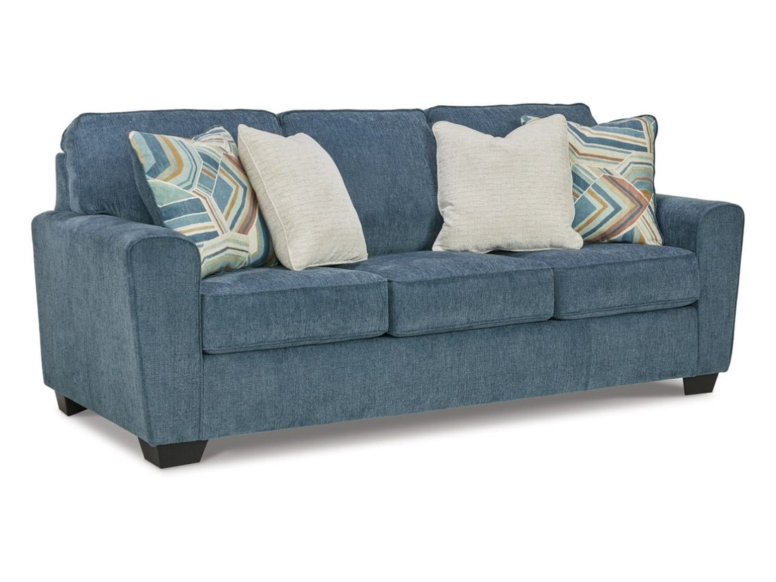 Cashton Chunky Plush Ice Sofa with Textured Upholstery and Pillows in Calgary in a white background