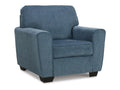 Cashton Upholstered Blue Accent Chair with Plush Cushioning and Textured Fabric in Calgary in a white background
