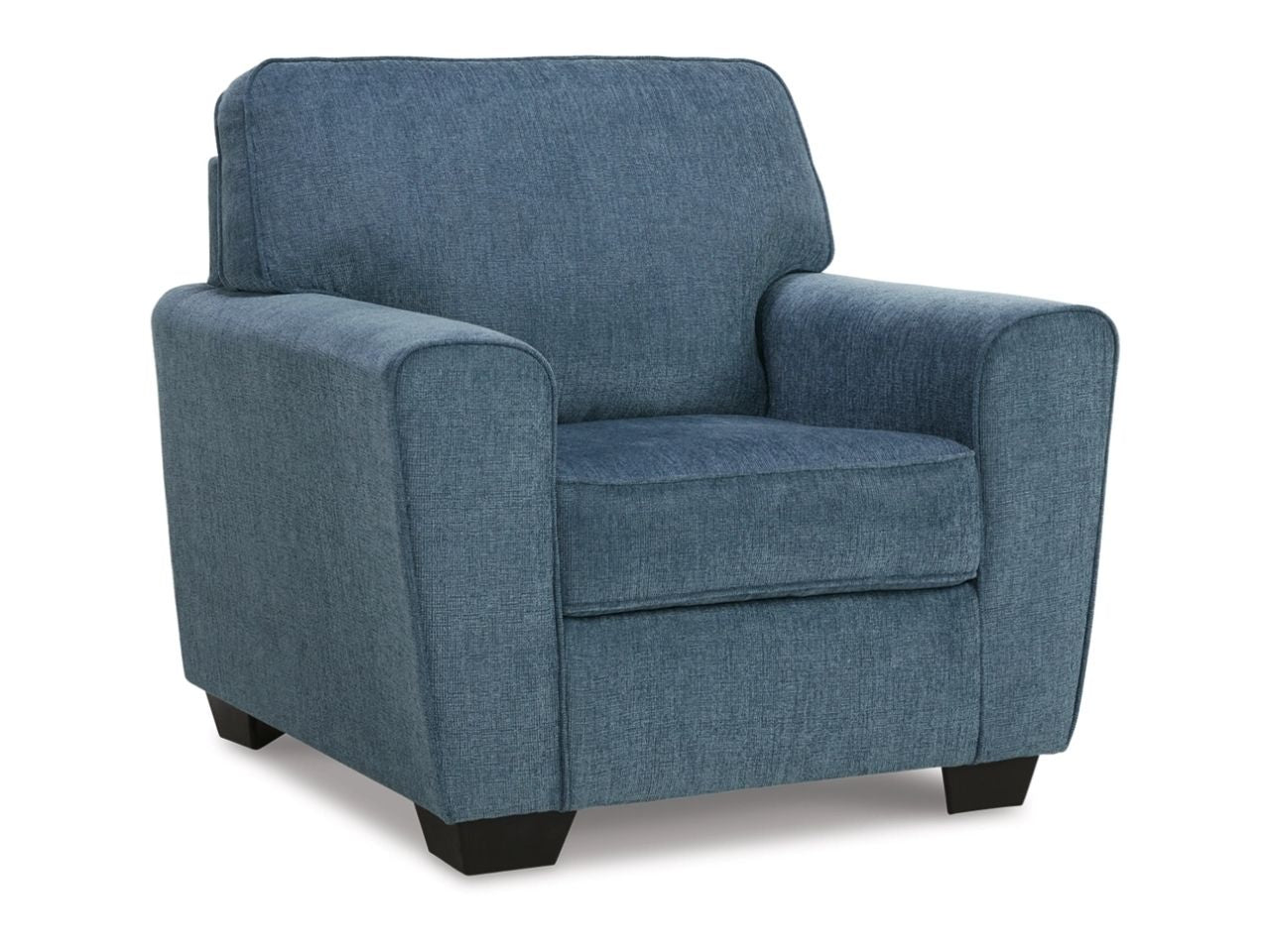 Cashton Upholstered Blue Accent Chair with Plush Cushioning and Textured Fabric in Calgary in a white background