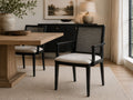 Clara Black Dining Armchair in Calgary in a dining room setting. 