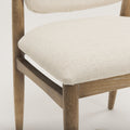Cline Cream Fabric Upholstered and Light Brown Wood Dining Chair - Calgary Furniture Store