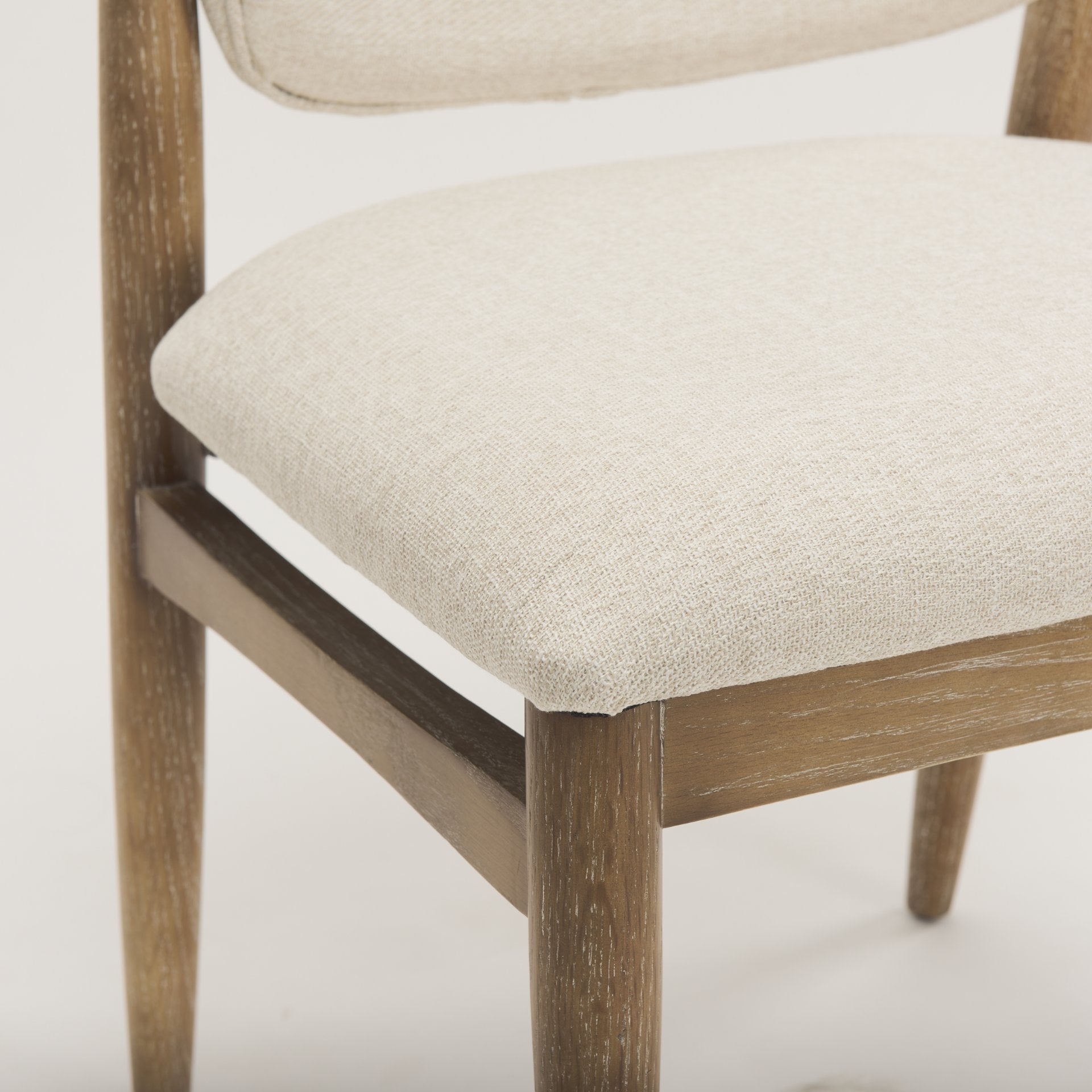 Cline Cream Fabric Upholstered and Light Brown Wood Dining Chair - Calgary Furniture Store