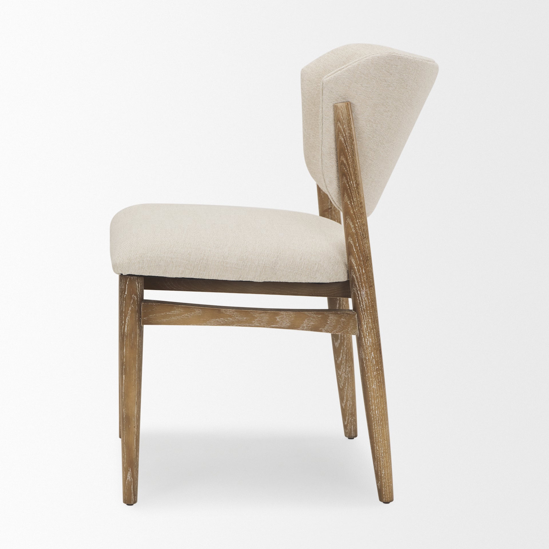 Cline Cream Fabric Upholstered and Light Brown Wood Dining Chair - Calgary Furniture Store
