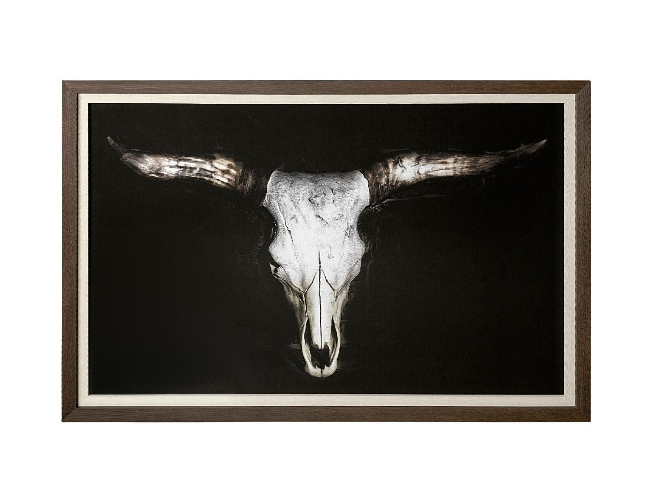 Cow Skull Hand-Embellished Textured Framed Art Print Matted Under Glass in Calgary in a white background