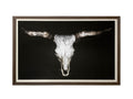 Cow Skull Hand-Embellished Textured Framed Art Print Matted Under Glass in Calgary in a white background