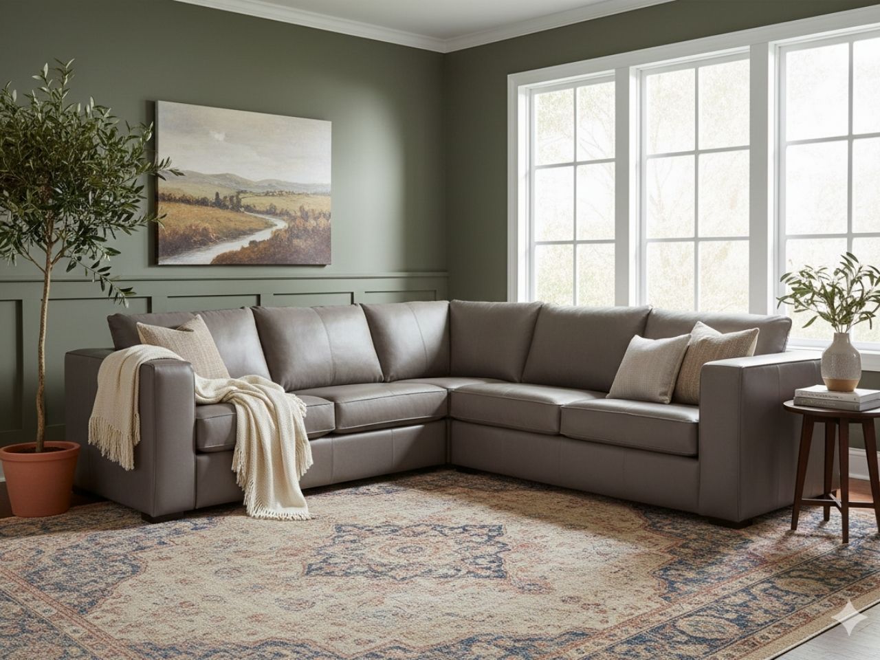 🇨🇦 Custom Brown Leather Sectional Recliner in Calgary 