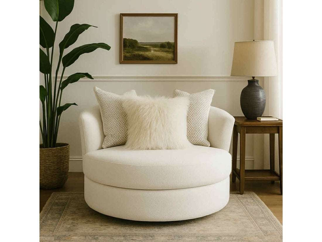 Custom Canadian made lennox nest chair in a white background