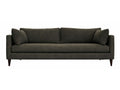 Dark gray custom sofa with four cushions on a white background