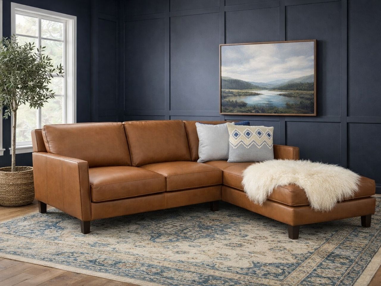 🇨🇦 Custom Top Grain Leather Sectional - Calgary Furniture Store