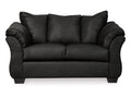 Darcy Contemporary Black Loveseat Sofa with Flared Frame and Pillow Arms in Calgary in a white background