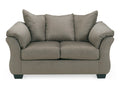 Darcy Contemporary Cobblestone Loveseat Sofa with Flared Frame and Pillow Arms in Calgary in a white background