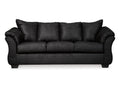 Darcy Curved Upholstered Black Sofa with Pillow-Top Arms, Performance Fabric in Calgary in a white background 