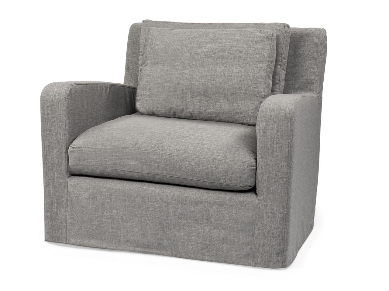 Denly III Flint Gray Slipcover Upholstered Arm Chair in Calgary in a white background