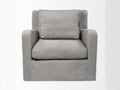 Denly III Flint Gray Slipcover Upholstered Arm Chair in Calgary in a white background front view