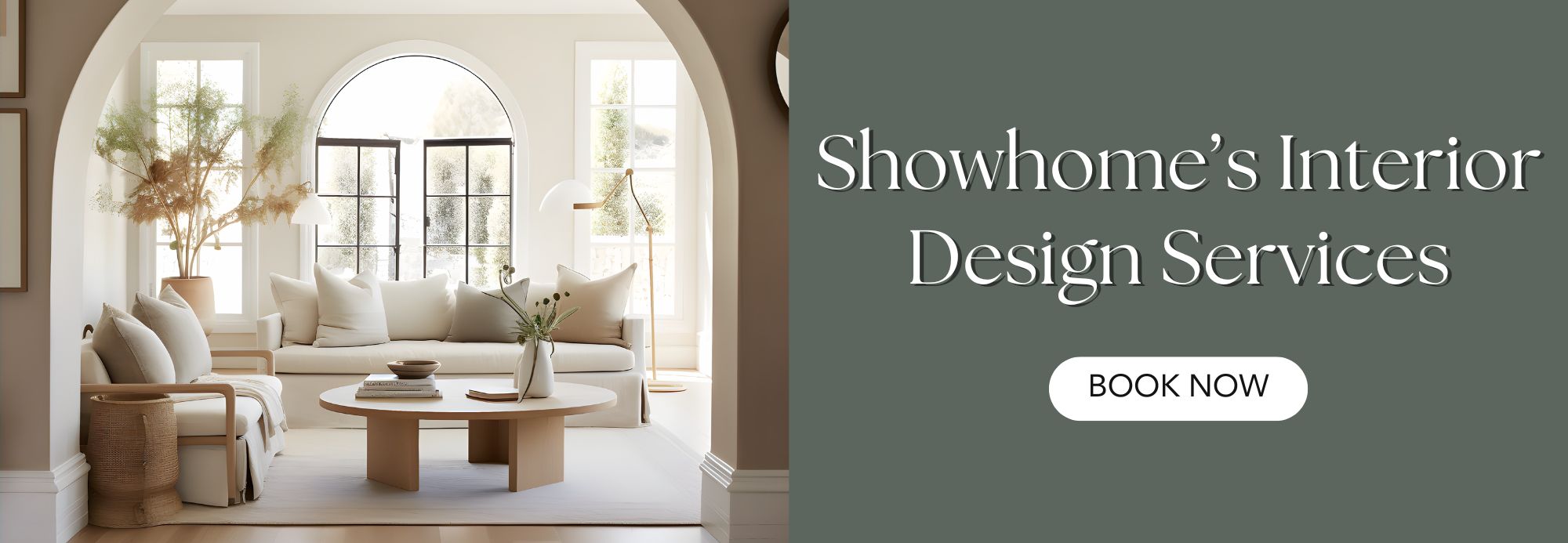 Modern living room with 'Showhome's Interior Design Services' for affordable furniture in Calgary.