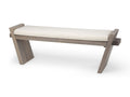 Elaine l Brown Wood Upholstered Cream Seat Bench in Calgary in a white background