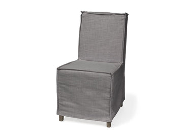 Elbert II Cream Fabric Slip-Cover Brown Wood Frame Dining Chair in Calgary in a white background