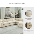 Elyza 5-Piece Modular Sectional in a living room setting with loose reversible cushions and durable reinforced frame features.