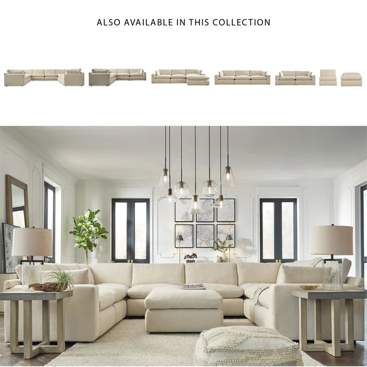 Elyza 5-Piece Modular Sectional in a living room setting with decor elements.