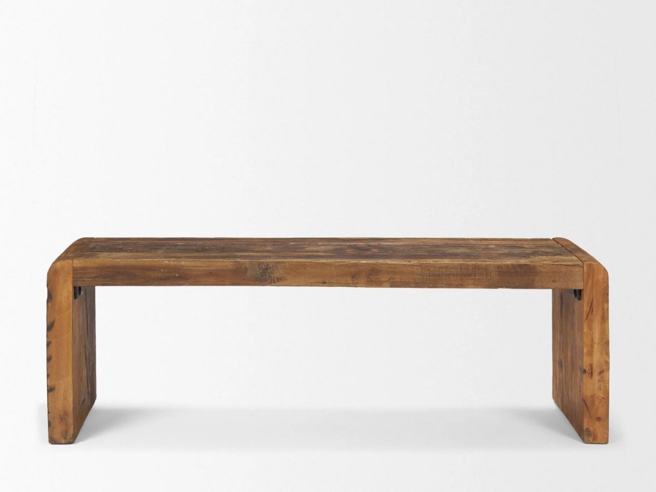 Estelle Rustic Brown Reclaimed Wood Bench - Calgary Furniture Store