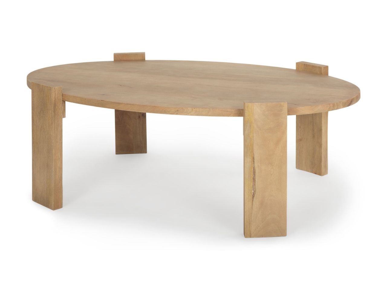 Evelyn Solid Mango Wood Oblong Coffee Table Light Brown Finish in Calgary in a white background