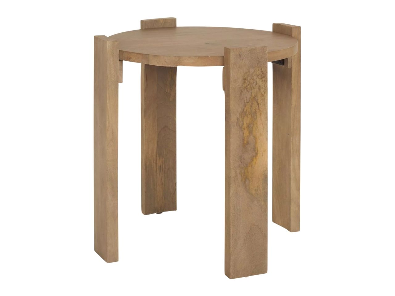 Evelyn Solid Mango Wood Round End Table with White Wash in Calgary in a white background