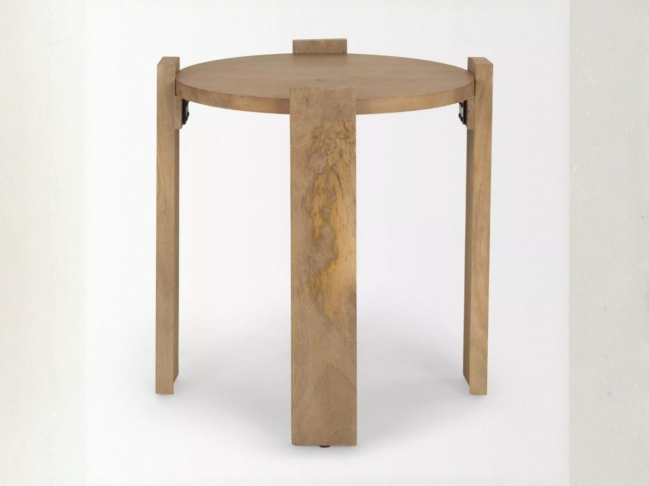 Evelyn Solid Mango Wood Round End Table with White Wash in Calgary in a white background