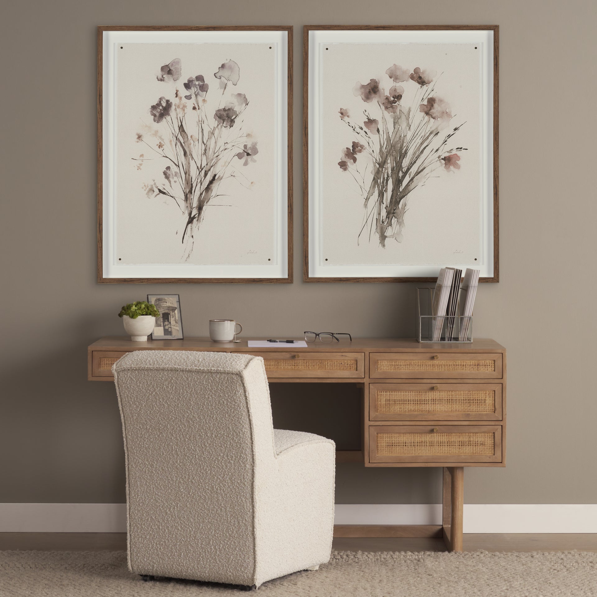 Floral Impressions I by Melody Ducharme a Hand Embellished Framed Print under Glass - Calgary Furniture Store