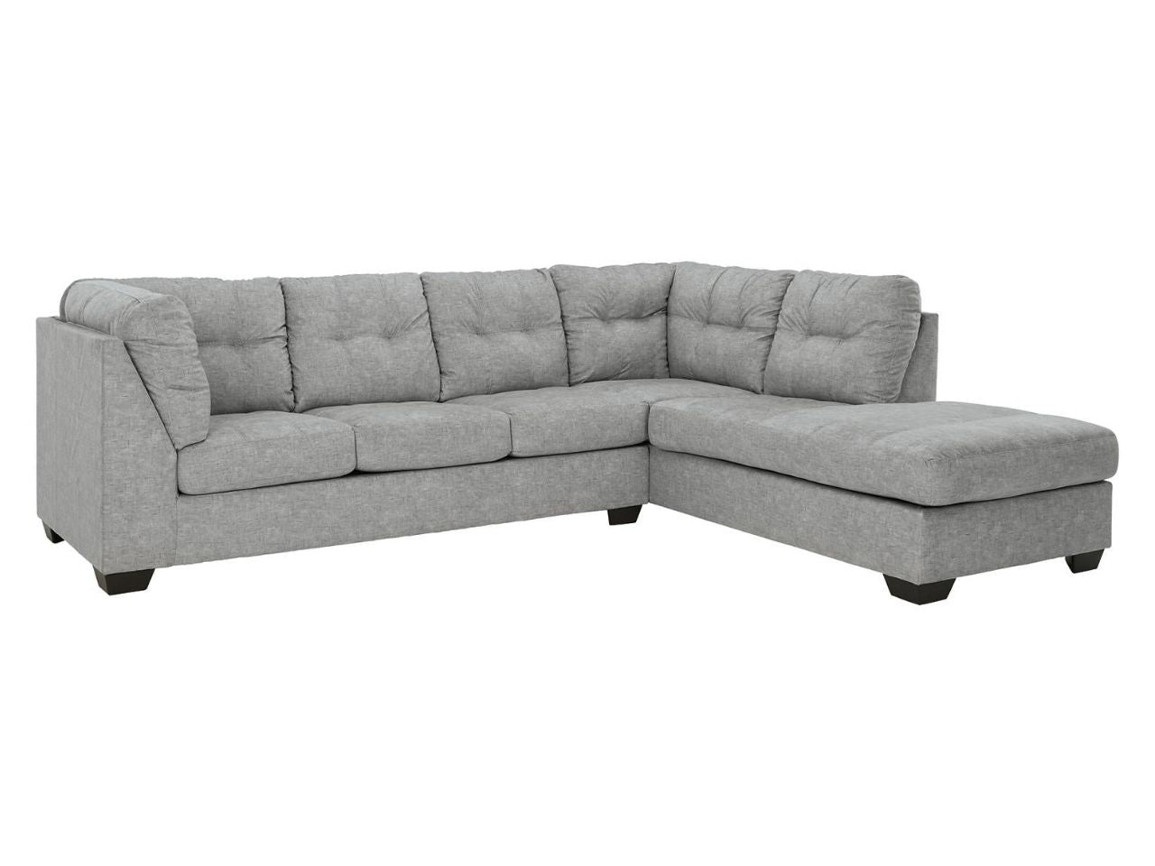 Falkirk Velvet-Touch 2-Piece L-Shaped Sectional Sofa with Chaise, Tailored in Calgary in a white background